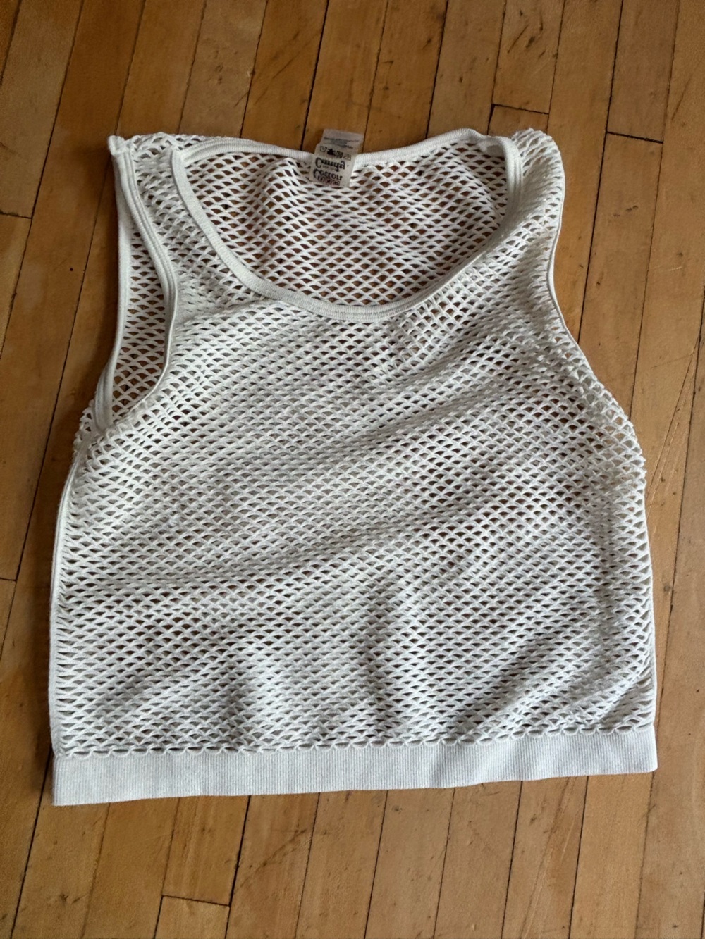Cotton Candy Cream Open-Weave Tank Top